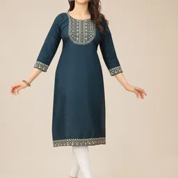 VAIRAGEE Floral Yoke & Border Thread Work Kurta-image-96