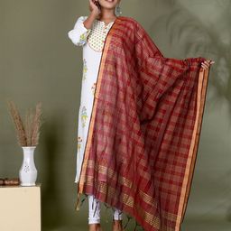 Kesarya Checked Organza Dupatta-picture-21