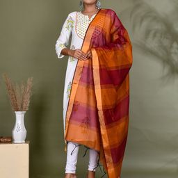 Kesarya Striped Organza Dupatta-50