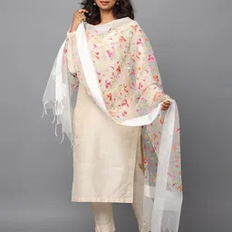 HELLA FASHIONS Floral Embroidered Organza Dupatta-53