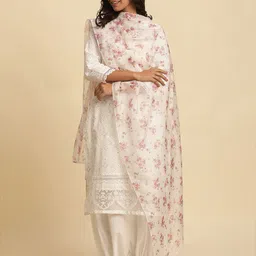 W Floral Printed Organza Dupatta-26