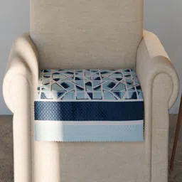 Fashion Throw Blue & White Printed Velvet 1 Piece Sofa Cover-48