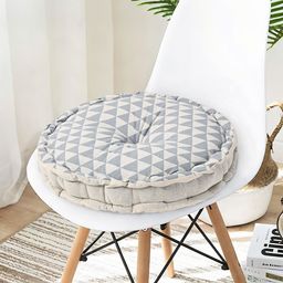 Kuber Industries Set Of 2 Grey & Green Printed Sitting Chair Cushion Pads image 4