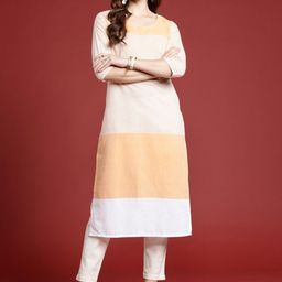 Anouk Rustic Striped Round Neck Pure Cotton Straight Kurta-picture-42