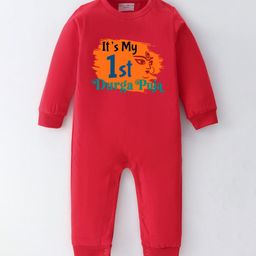 BLUSHES Infants Durga Puja Printed Pure Cotton Romper-picture-4