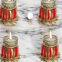 GADINFASHION Gold-Toned & Red 4 Pieces Metal Candle Holders-image-53