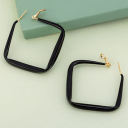 Kushal's Fashion Jewellery Gold-Plated Square Shaped Zircon Hoop Earrings-image-21