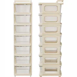 RUBOXA Transparent & White 7 Layer Drawer Organiser With Wheels image 2
