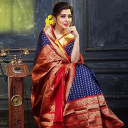 AMRUTKALA SAREES Polka Dots Woven Design Zari Banarasi Saree-image-78
