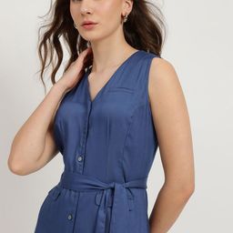 FableStreet Button Down Dress - Blue-picture-9
