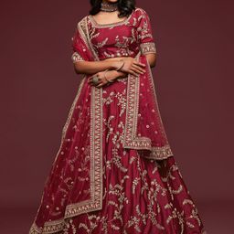 ETHNIC PLUS Embellished Semi-Stitched Lehenga With Unstitched Blouse & Dupatta-image-96