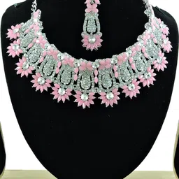 VATSALYA creation Rhodium-Plated Artificial Stone Studded Jewellery Set-image-80