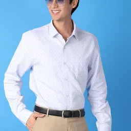 J White by Vmart Men Classic Spread Collar Micro Ditsy Printed Cotton Formal Shirt-image-82