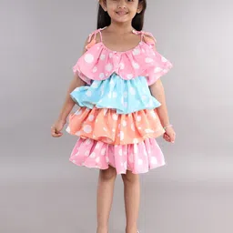 Pink Chick Polka Dot Striped Layered A-Line Dress-image-51