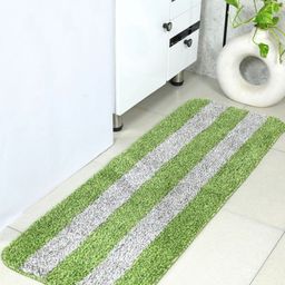 Saral Home Green & Grey Striped Anti Slip Microfiber Runner-46