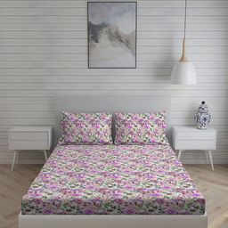 Living scapes by Pantaloons Pink & Purple 220TC Cotton King Bedsheet Set 2.74 m x 2.74 m-image-28