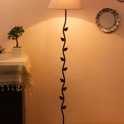 Devansh Black & Grey Cotton Floor Lamp With Shade-14