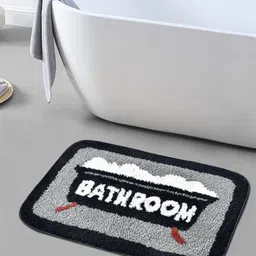 Myntra Elegant Homes Grey & Black Abstract Printed 1600 GSM Bath Rugs-image-62