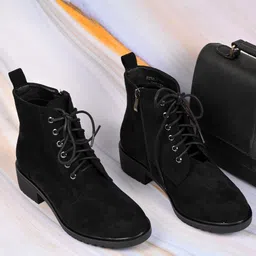 Ronnie Grey Women Lace-Up Regular Round Toe Boots-1