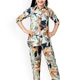 BAESD Girls Printed Shirt Collar Tunic With Trousers-image-74