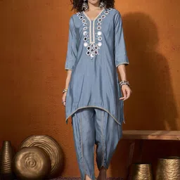 Sangria Embroidered Tunic With Trouser  Co-Ords-23