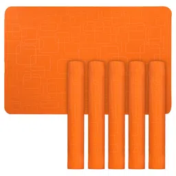 Kuber Industries 6-Pcs Orange-Color Square Design Rectangle Anti-Slip Table Placemats image 2