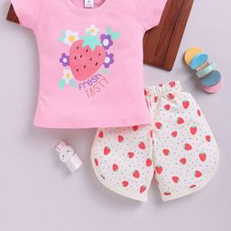 Nottie Planet Girls Printed Short Sleeves Round Neck T-shirt With Shorts-image-63