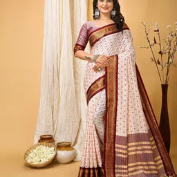 HI FI NX Ethnic Motifs Zari Pure Cotton Banarasi Saree-picture-58