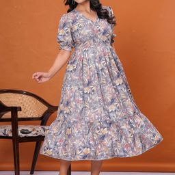 DECORIS Adults-Women Grey Cotton Dresses-picture-39