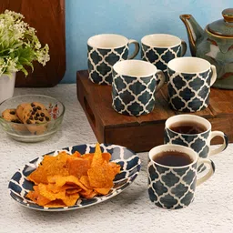 CDI Blue & White Ethnic Motifs Printed Ceramic Glossy Mugs Set of Cups and Mugs-54