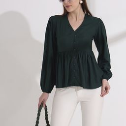 FITHUB Women V Neck Puff Sleeve Top-picture-19