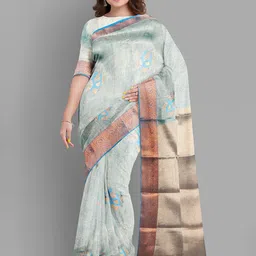 The Chennai Silks Floral Zari Fusion Sambalpuri Saree-image-8