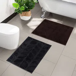 Aura 2-Pcs Grey & Brown Patterned Rectangular Anti Slip Durable Doormats-10