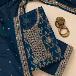 Koskii Floral Embroidered Tissue Unstitched Dress Material-image-94