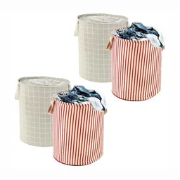 Aura 4Pcs Maroon & Grey Printed Foldable Laundry Bag With Handle - 60 L-4