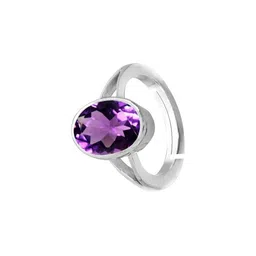 GenZcomplex Silver-Plated Alloy Amethyst Finger Ring-75