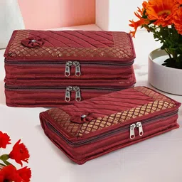Kuber Industries Maroon 3 Pieces Jewellery Organisers-49