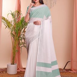 DIVASTRI Women's Soft Linen Cotton Solid Saree-image-18