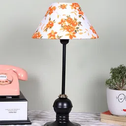 Devansh Black Printed Metal Traditional Abstract Shaped Table Lamp-image-34