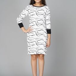 White World Print A-Line Dress-23