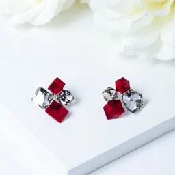 AVANT-GARDE PARIS Silver-Plated Crystals Studded Square Shaped Studs-picture-24
