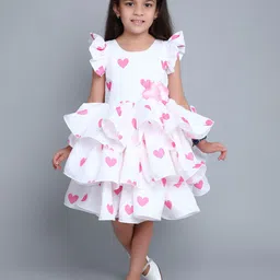 Pink Chick Print Flutter Sleeve Fit & Flare Dress-image-36