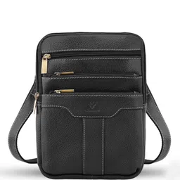 Goatter Unisex Textured Crossbody Zip Detail Leather Sling Bag-picture-33