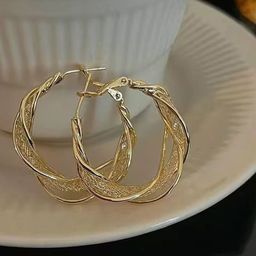 PolluxCraft Korean Gold Plated Contemporary Shaped Hoop Earrings-13