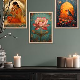 Kotart Brown & Pink 3 Pieces Abstract Printed Wooden Wall Arts-picture-28