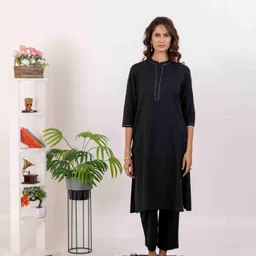 INAAYA JAIPUR Pure Cotton Mandarin Collar Neck Tunic With Palazzos Co-Ords-image-73