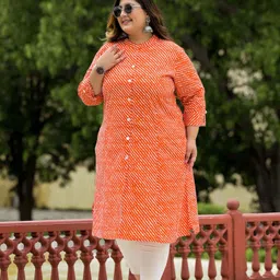 KALINI Lehriya Printed Pure Cotton Front Slit A- Line Kurta-picture-38