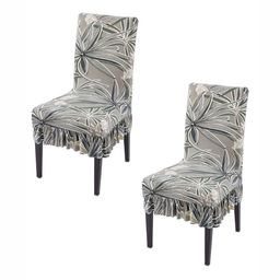 HOKIPO Set Of 2 Grey Printed Chair Covers-25