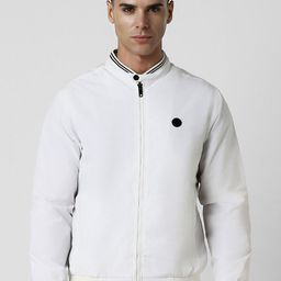 Van Heusen Sport Men Cotton White Full Sleeves Shawl Collar Bomber Jacket-picture-18