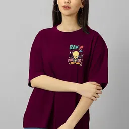 CORSICA Women Typography 2 Printed Indigo Applique T-shirt-32